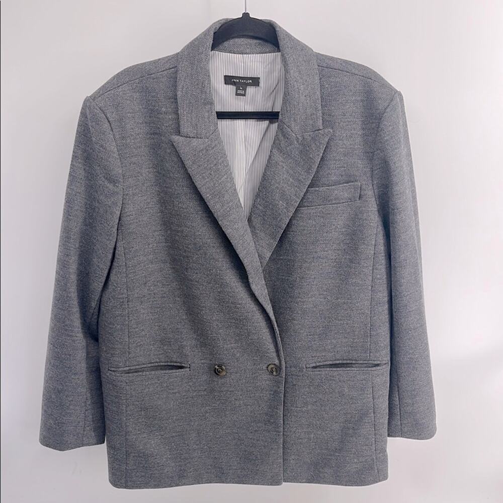 Ann Taylor wool blend single double breasted button oversized blazer overcoat 16